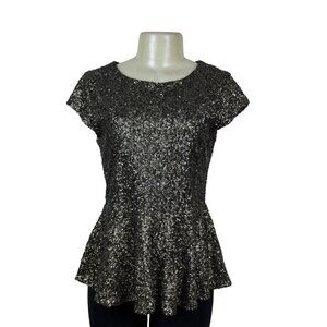 Eros Apparel Womens Black Peplum Top Partywear Sz M